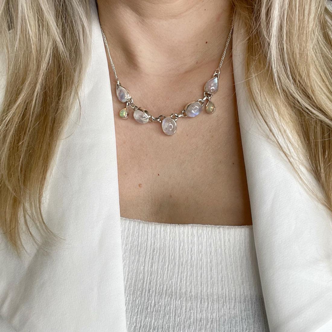 Collana Opale Etiope e Labradorite Bianca - Argento 925