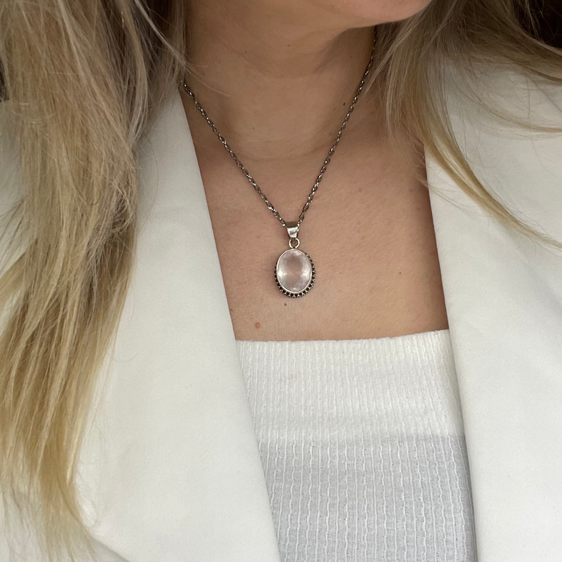 Ciondolo Quarzo Rosa - Argento 925