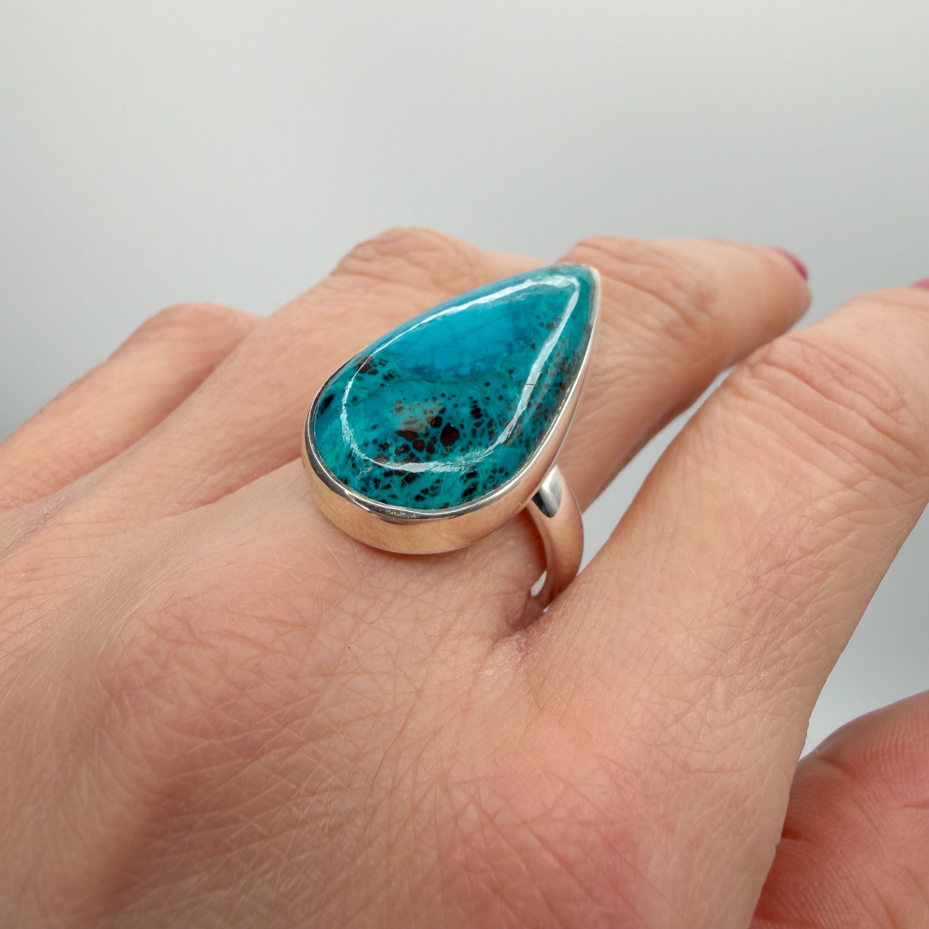 Anello Shattuckite e Argento 925 - a Goccia
