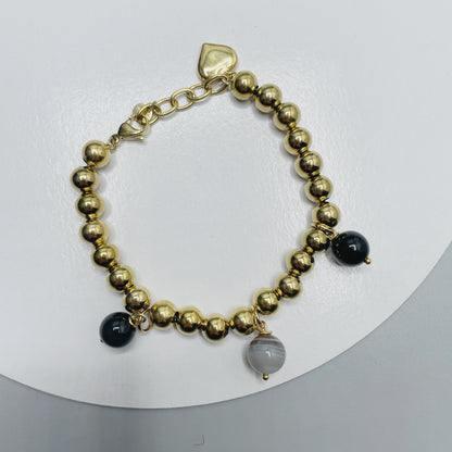 Bracciale Cerchio Protettivo Gold Big - Occhio di Shiva, Ossidiana, Onice
