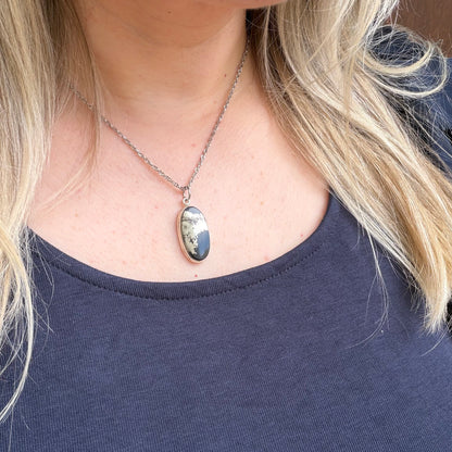 Ciondolo Pirite in Magnetite - Argento 925 - OVALE A