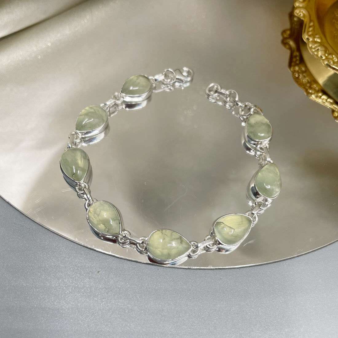 Bracciale Prehnite e Argento 925 - a goccia
