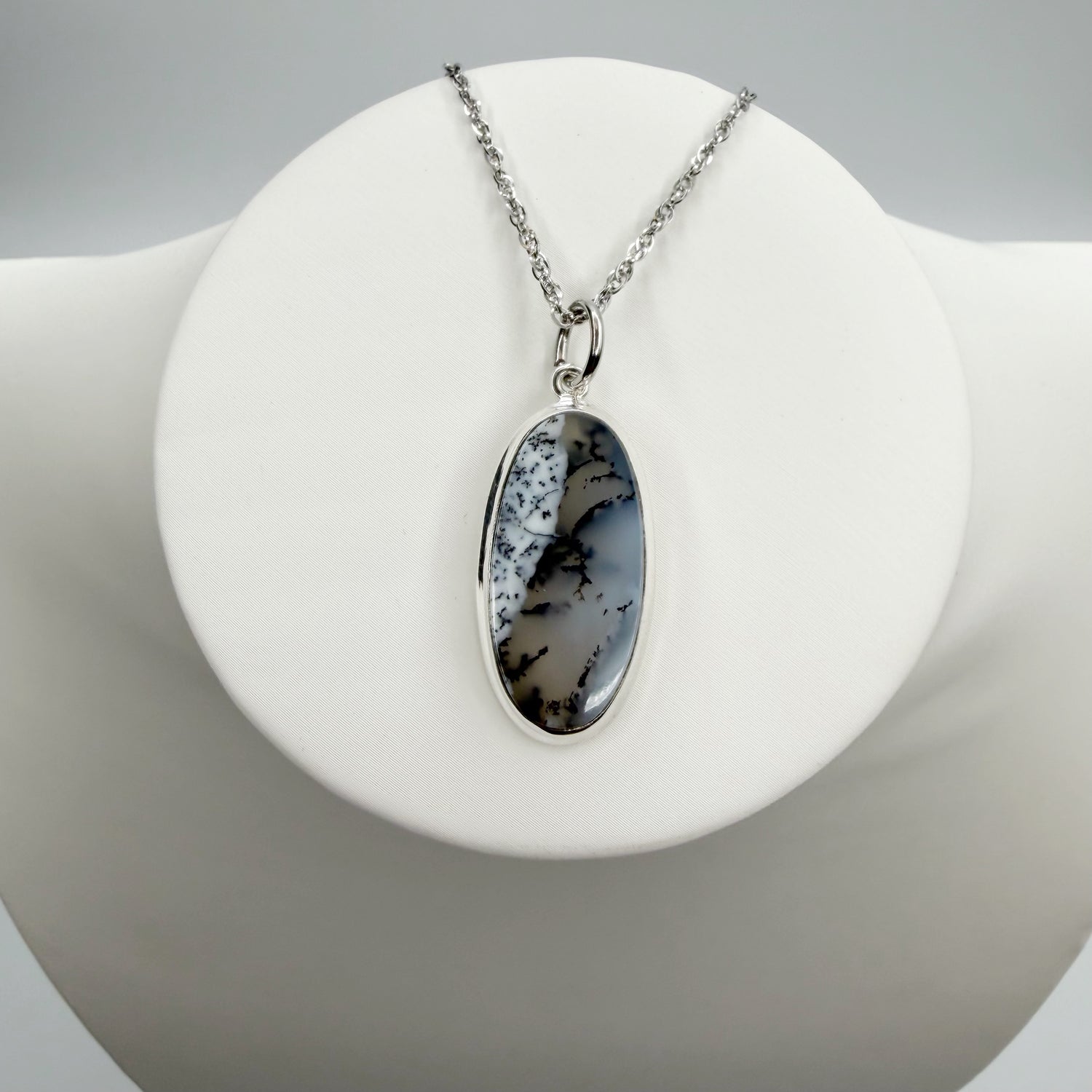 Ciondolo Opale Dendritico e Argento 925 - Ovale