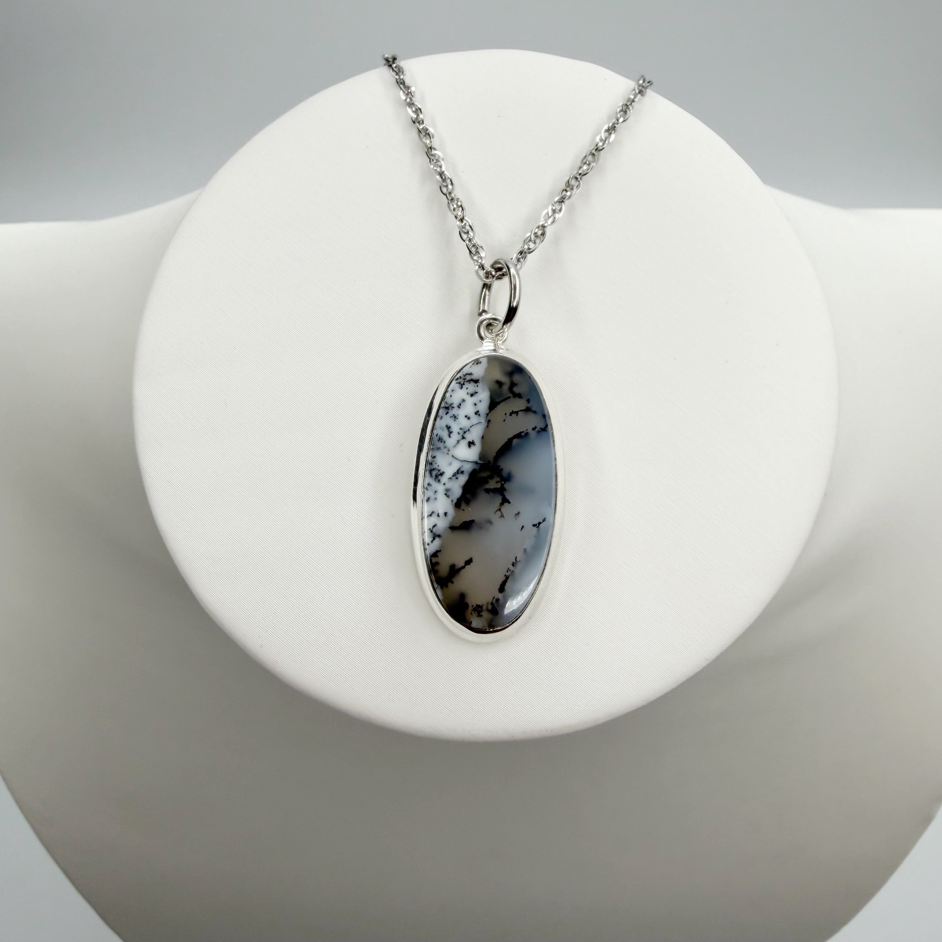 Ciondolo Opale Dendritico e Argento 925 - Ovale