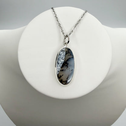 Ciondolo Opale Dendritico e Argento 925 - Ovale