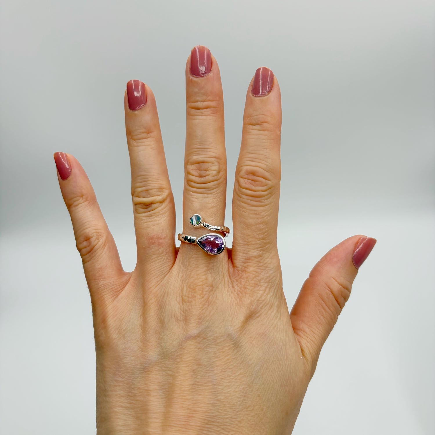 Anello Ametista e Opale Australiano - Argento 925