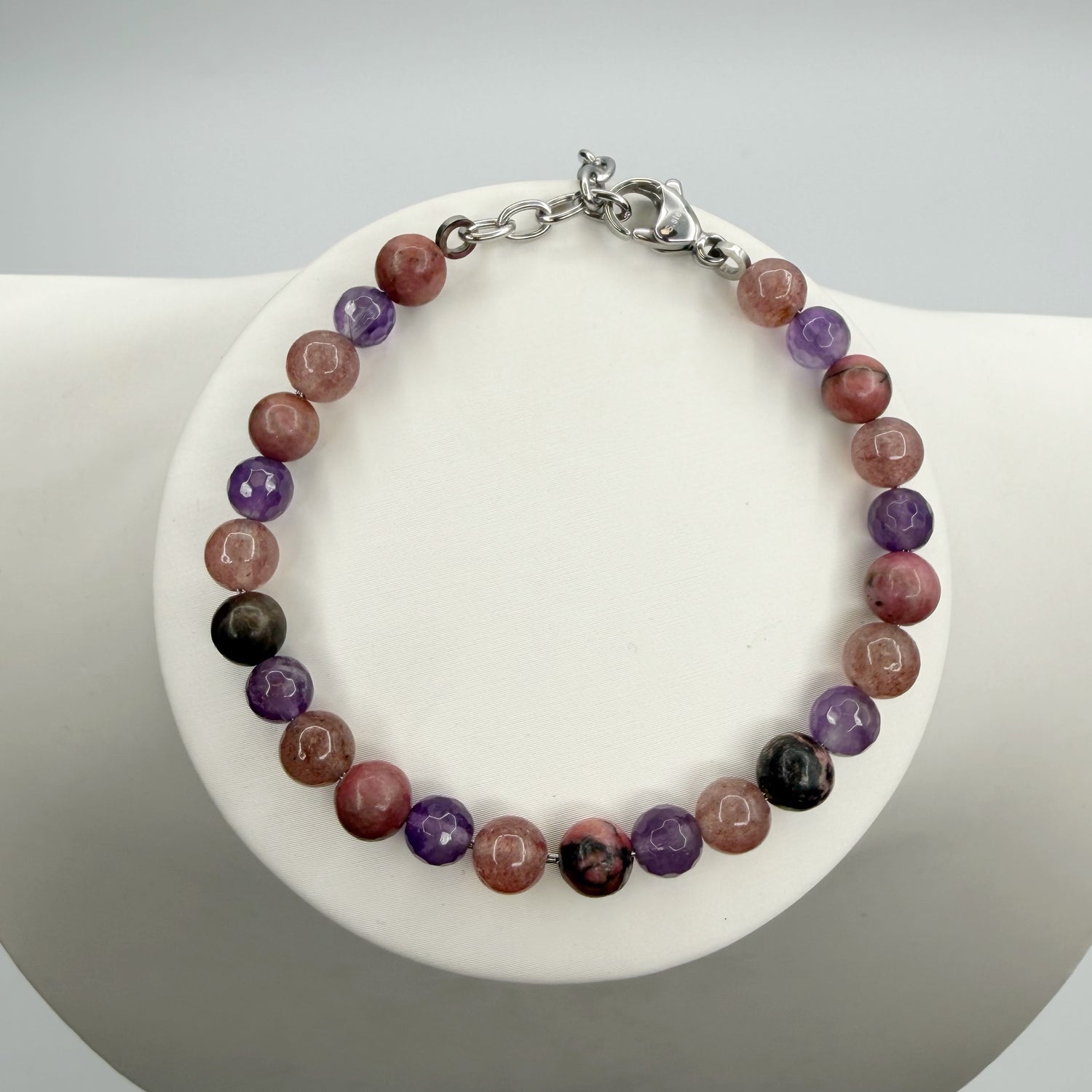 Bracciale Love &amp; Harmony - Quarzo Fragola, Rodonite, Ametista - LIMITED EDITION