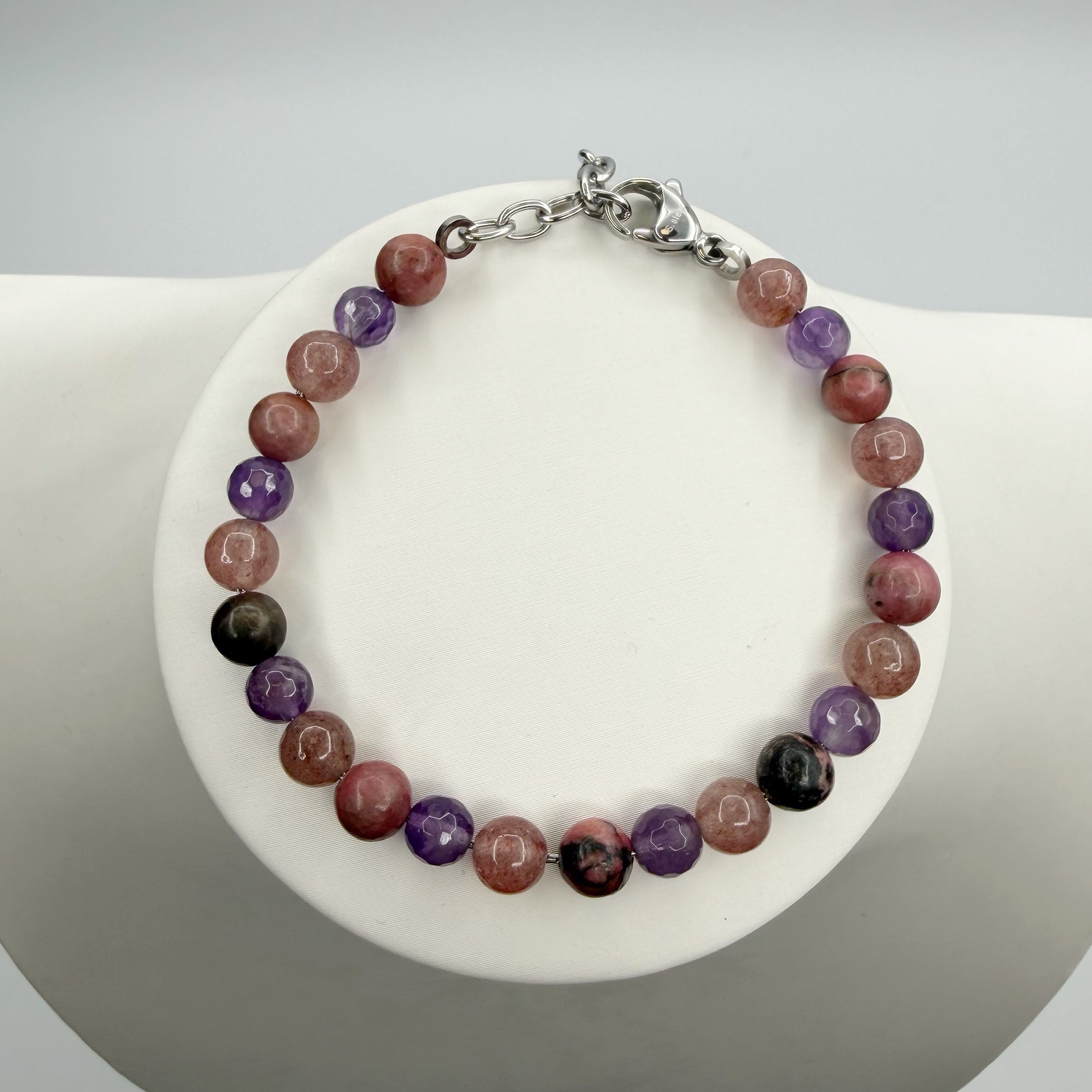 Bracciale Love &amp; Harmony - Quarzo Fragola, Rodonite, Ametista - LIMITED EDITION