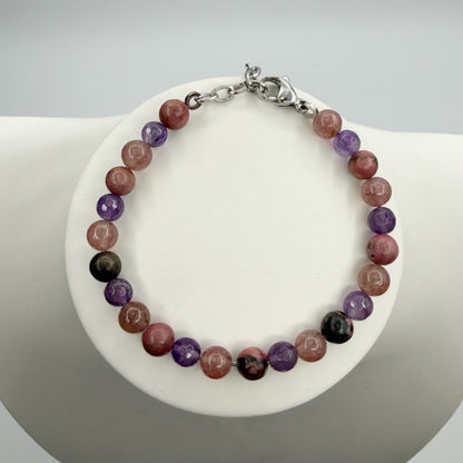 Bracciale Love &amp; Harmony - Quarzo Fragola, Rodonite, Ametista - LIMITED EDITION