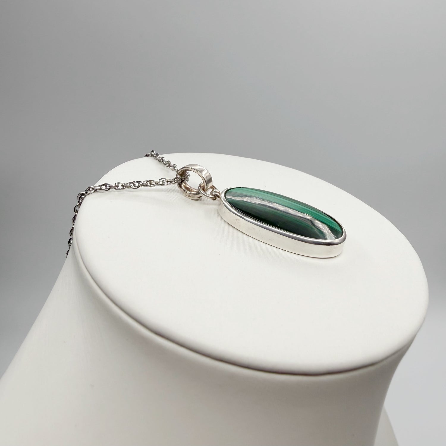 Ciondolo Malachite Ovale - Argento 925