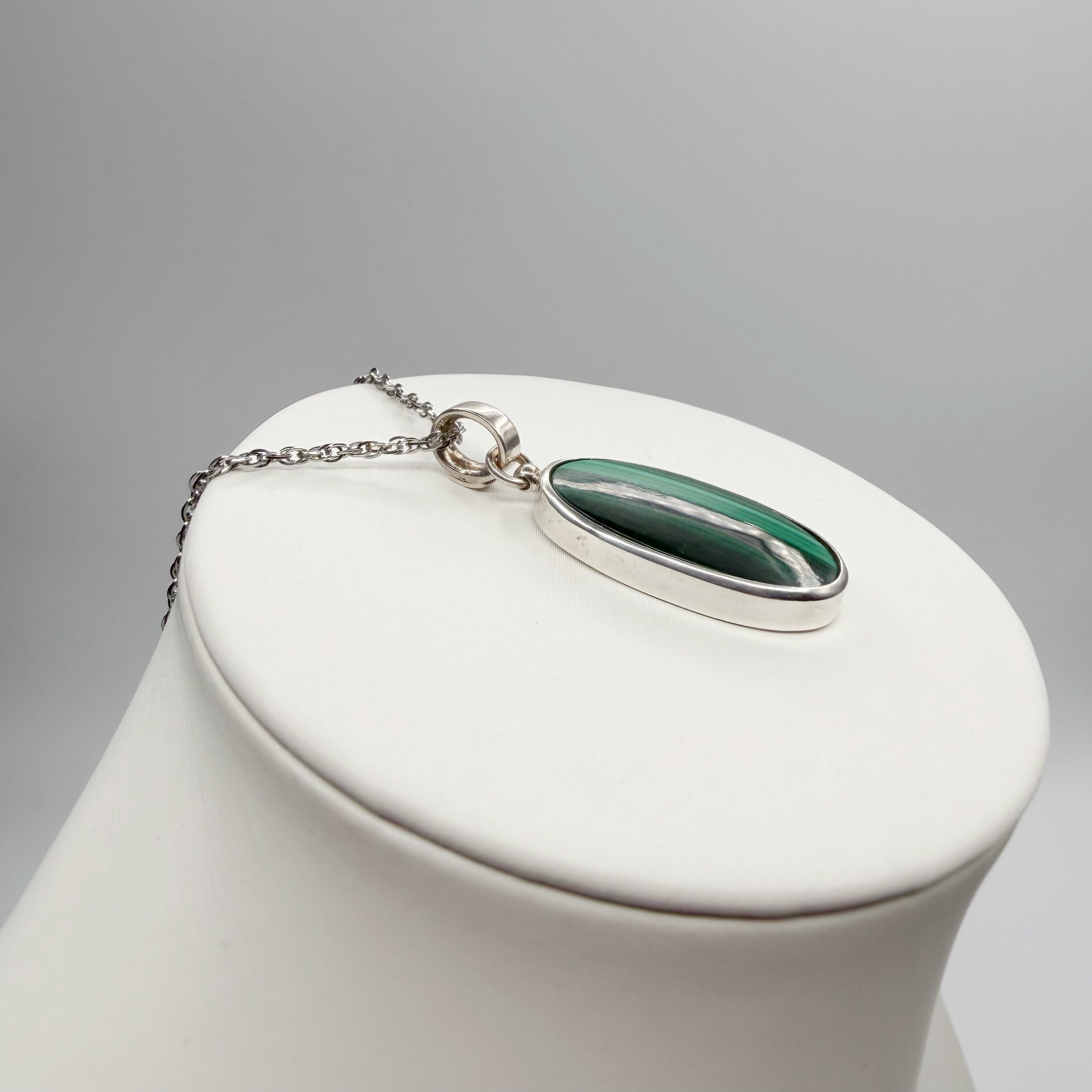 Ciondolo Malachite Ovale - Argento 925