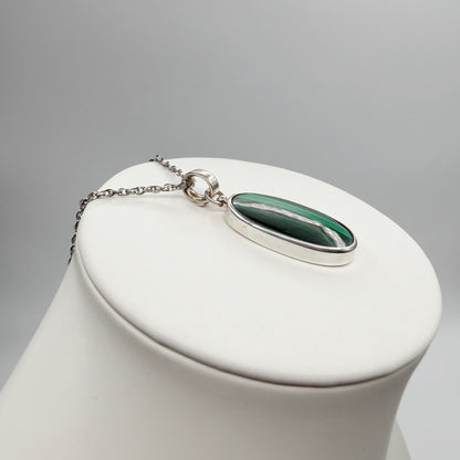 Ciondolo Malachite Ovale - Argento 925