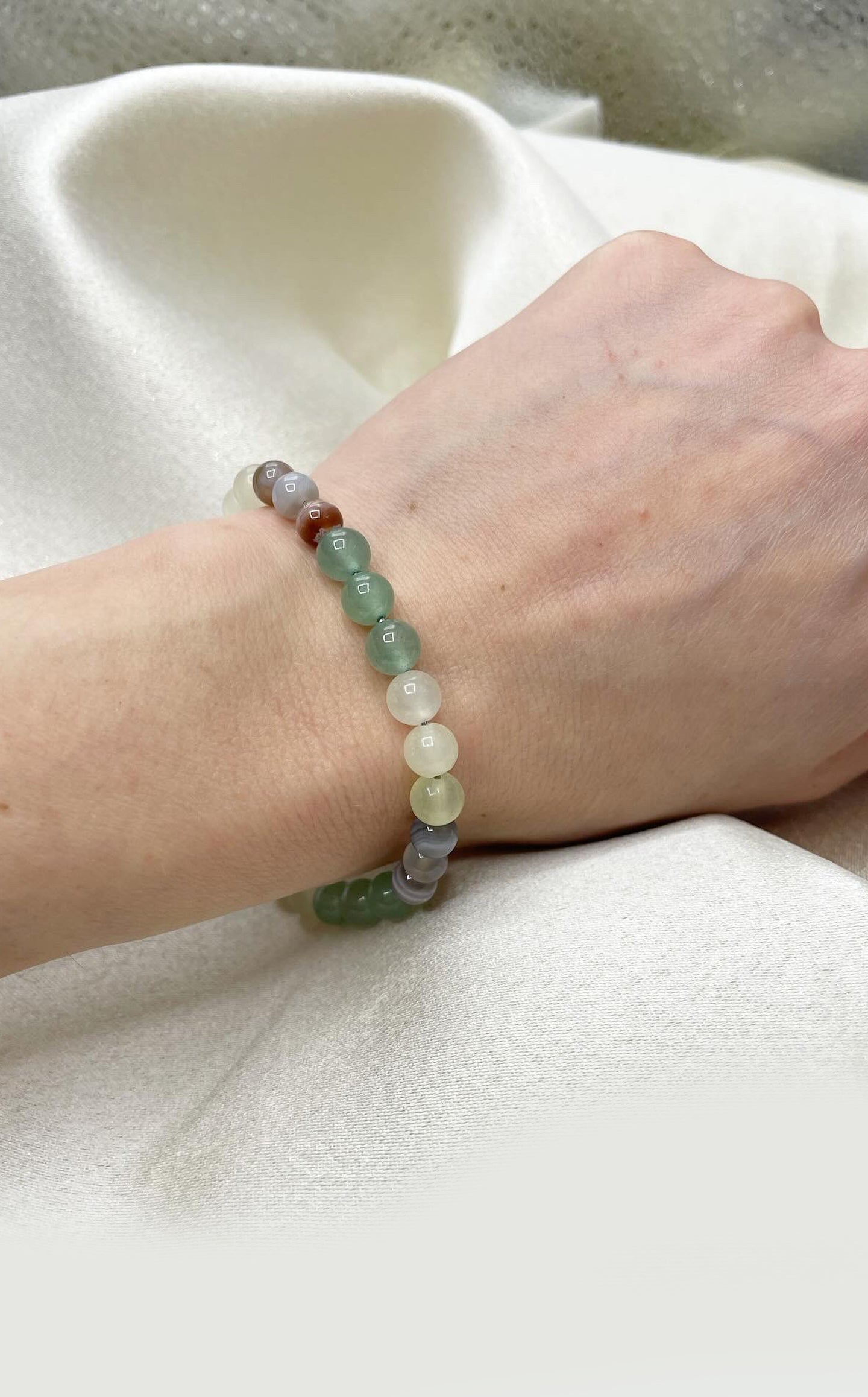 Bracciale Lucky - Avventurina, Giada, Agata Botswana (OCCHIO DI SHIVA)