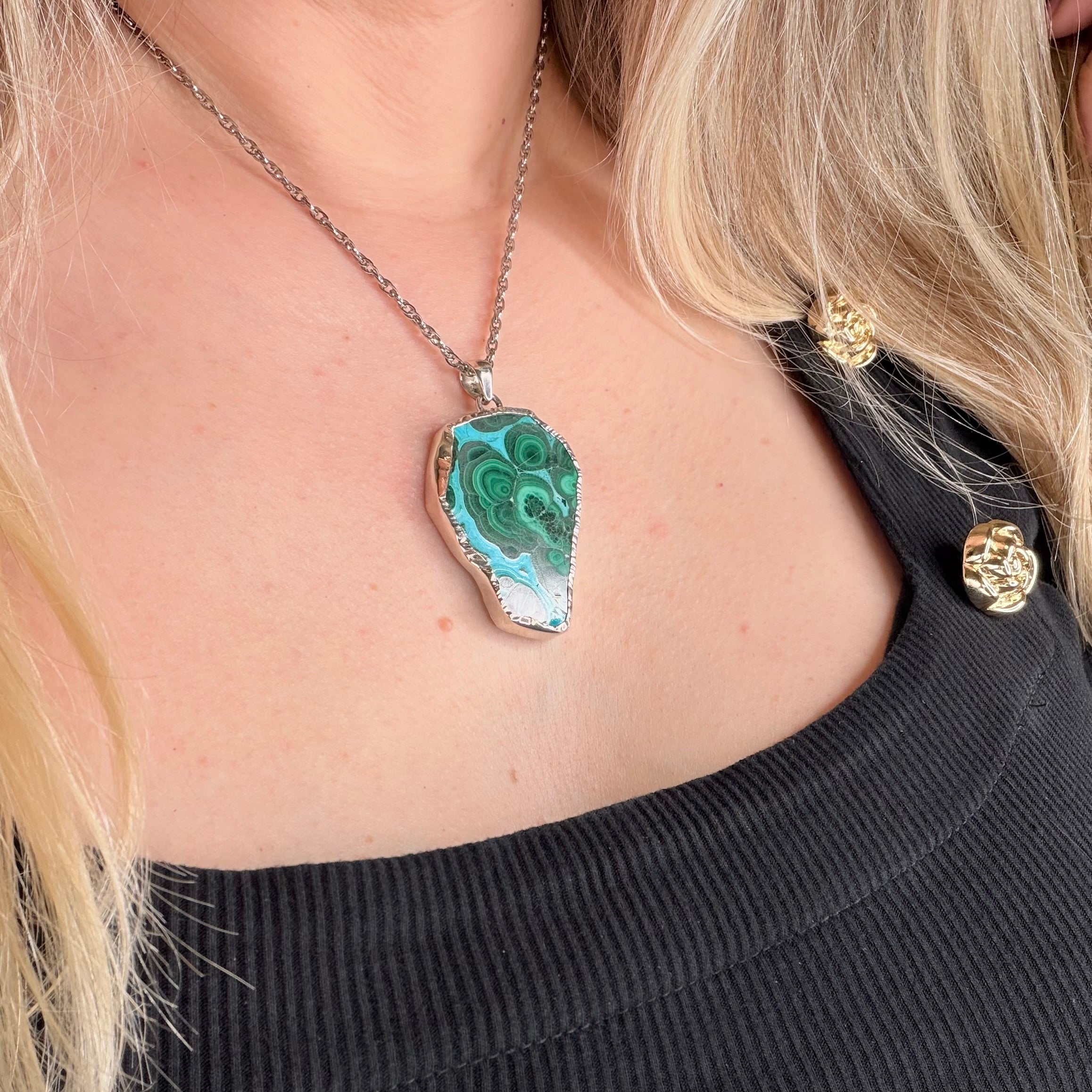 Ciondolo Malachite e Crisocolla Argento 925