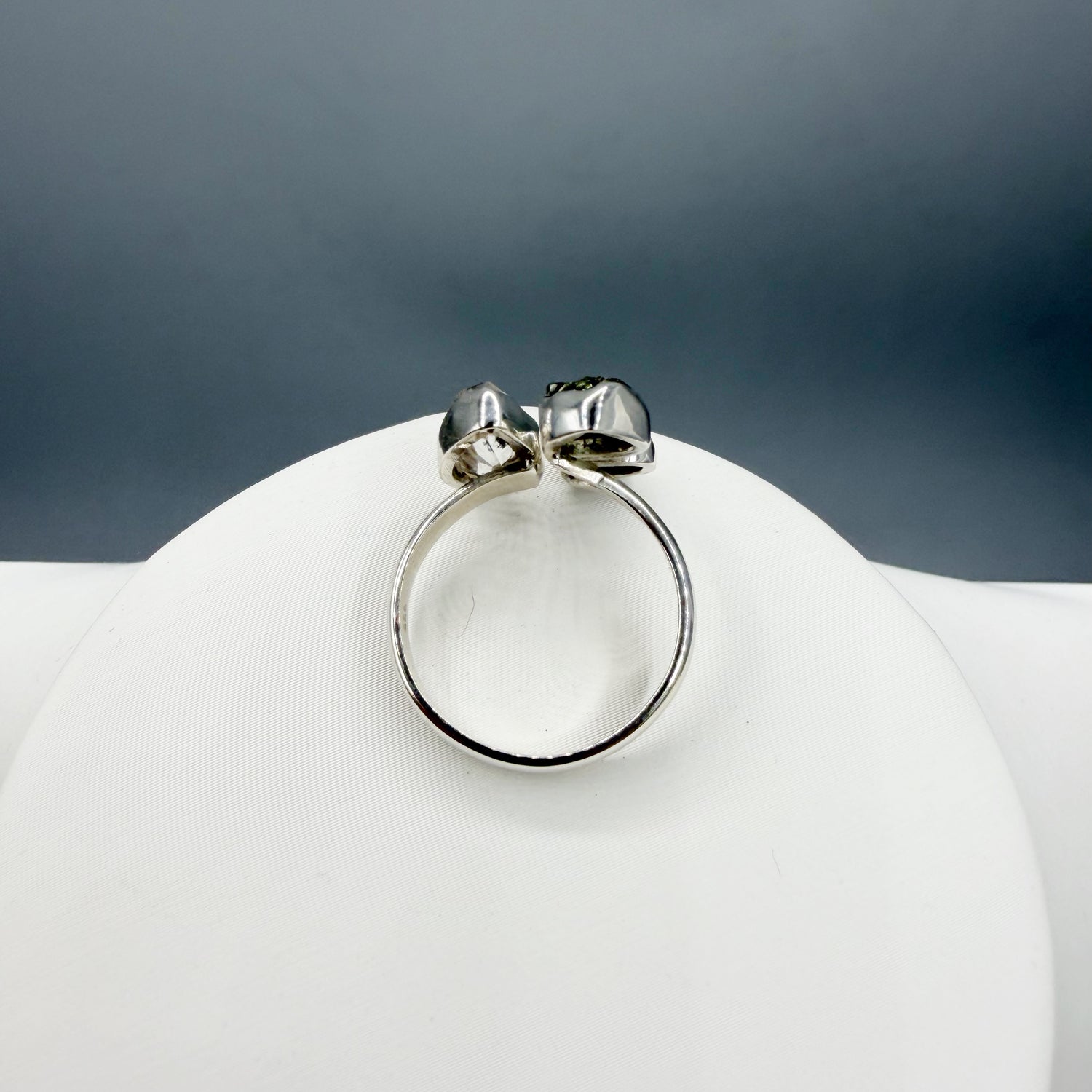 Anello Moldavite, Campo del Cielo e Diamante Herkimer | Argento 925