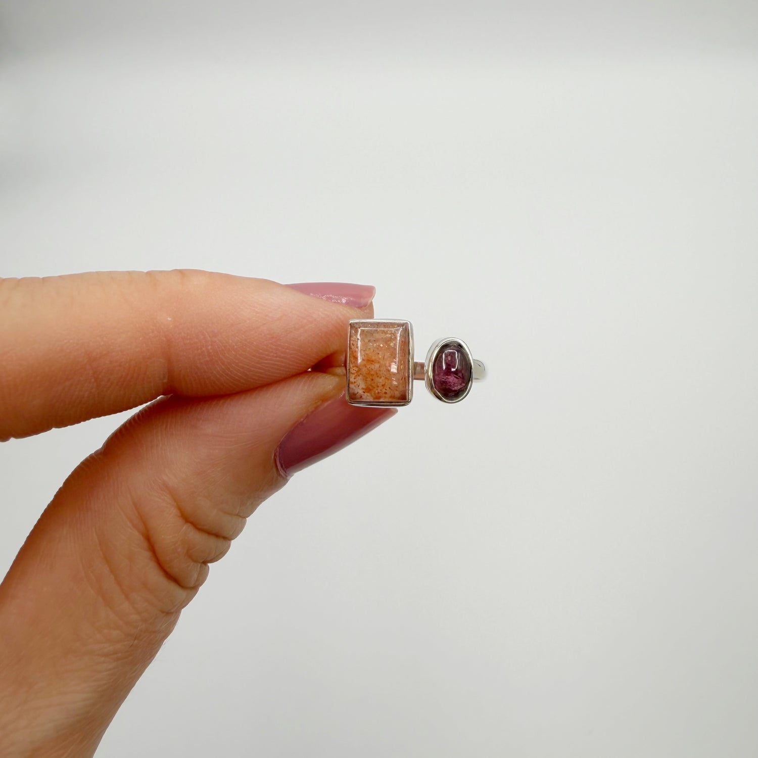 Anello Pietra del Sole e Granato - Argento 925