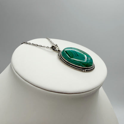 Ciondolo Malachite Ovale - Argento 925