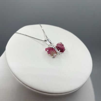 Ciondolo Farfalla Tormalina Rosa e Argento 925