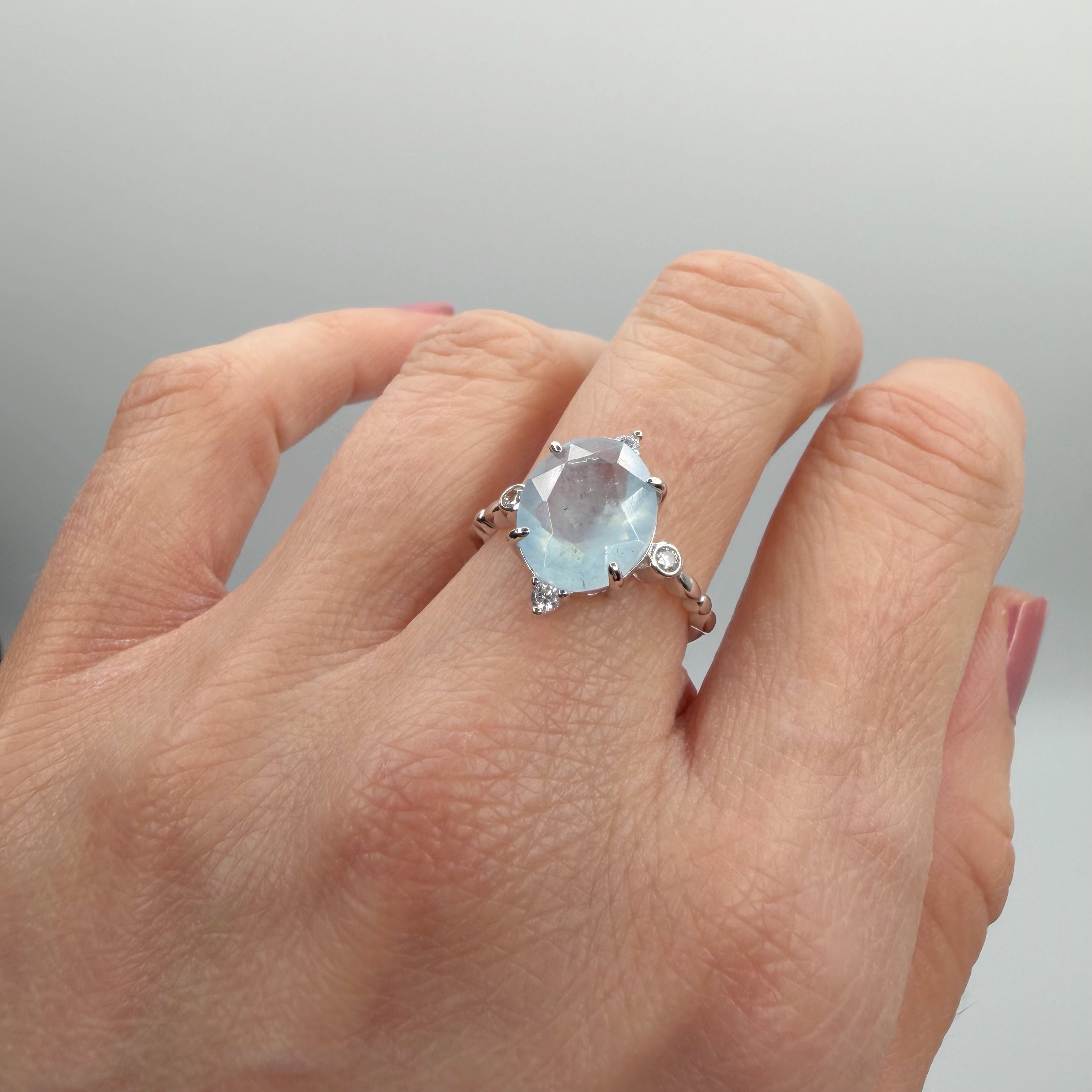 Anello Princess Acquamarina e Argento 925