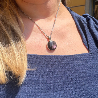 Ciondolo Labradorite Viola - Argento 925 Tondo