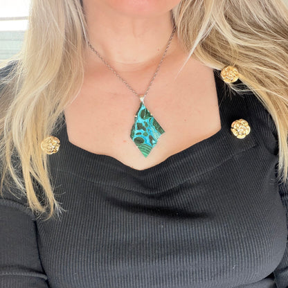 Ciondolo Malachite e Crisocolla Argento 925