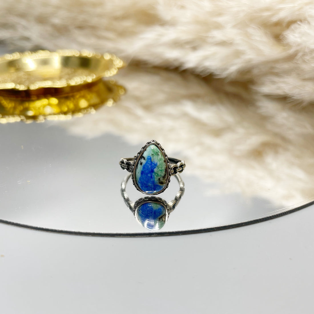 Anello Turchese Naturale e Lapislazzuli - Argento 925