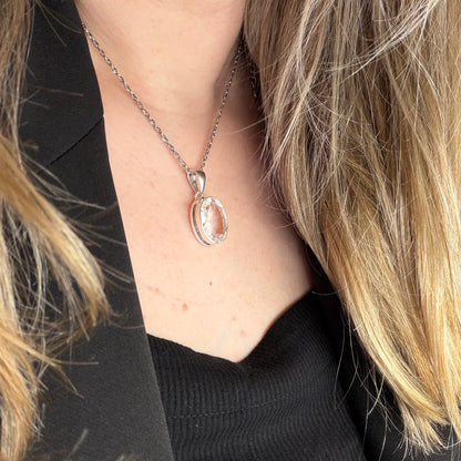 Ciondolo Cristallo di Rocca e Argento 925 - Ovale