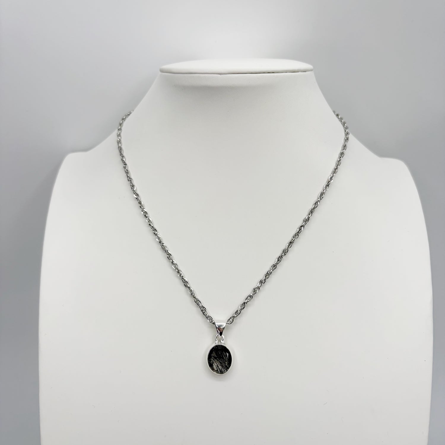 Ciondolo Quarzo Tormalinato Ovale - Argento 925