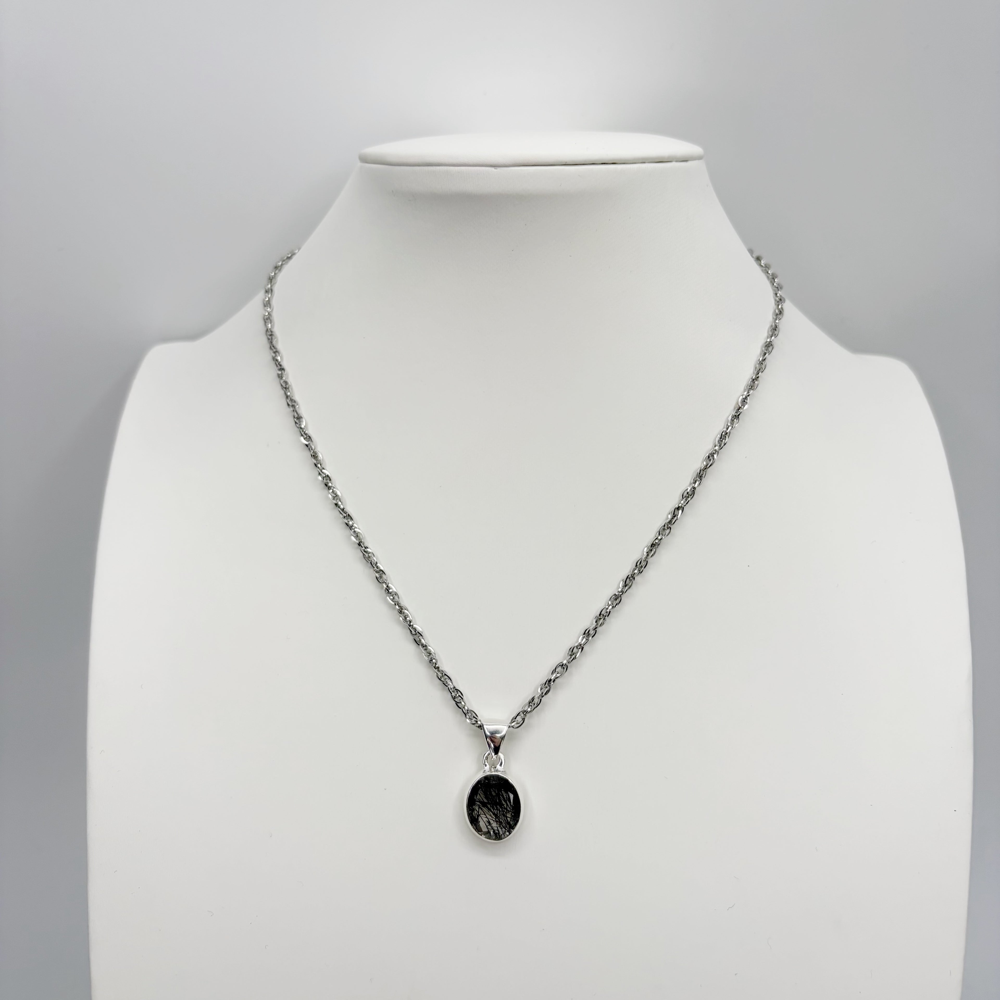 Ciondolo Quarzo Tormalinato Ovale - Argento 925
