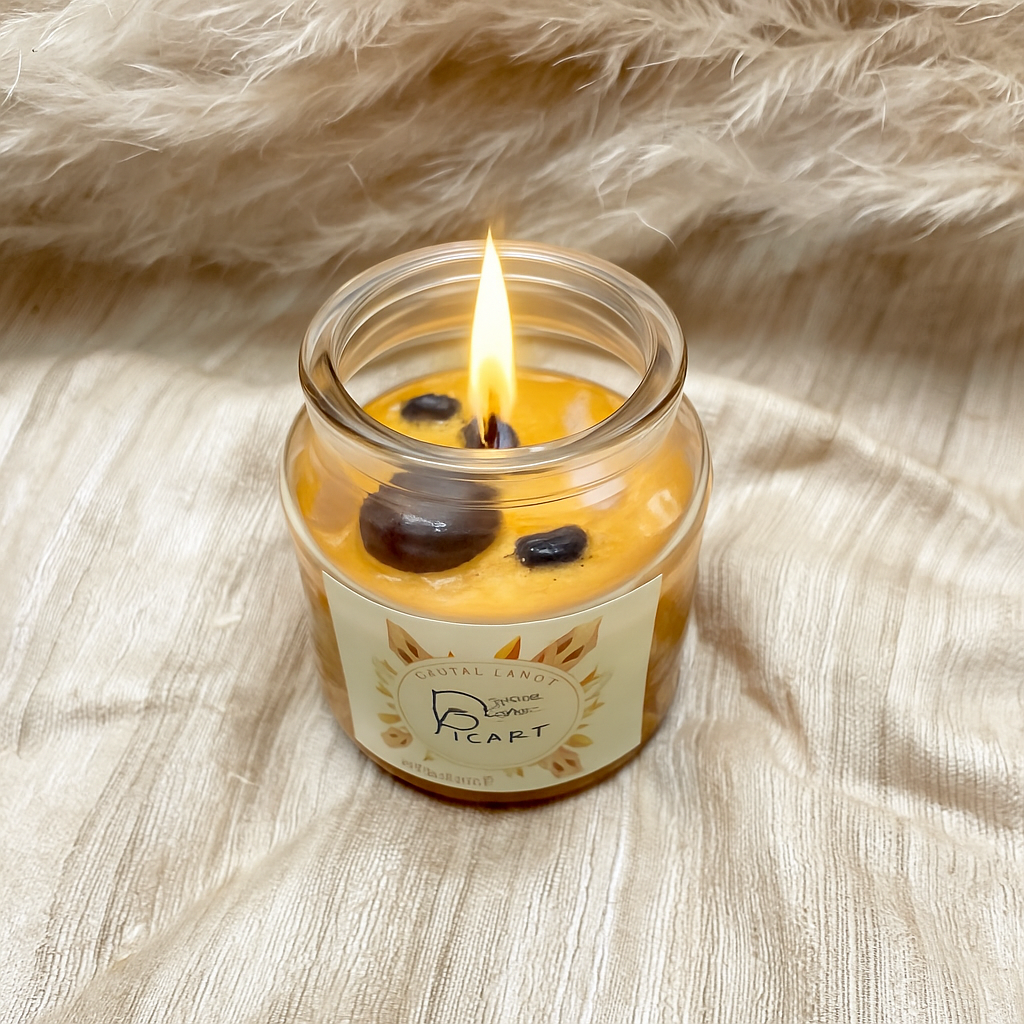 Candela con Cristalli ALMOND COOKIE: Amore e Serenità - piccola