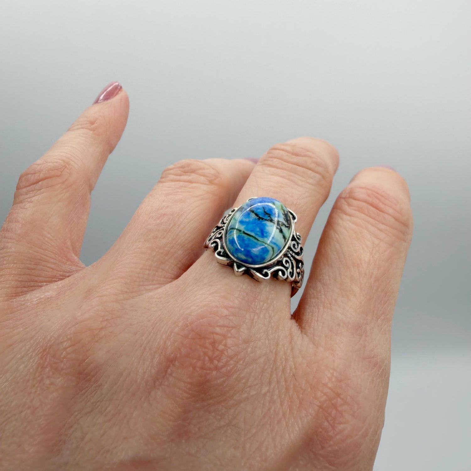 Anello Lapis e Turchese e Argento 925