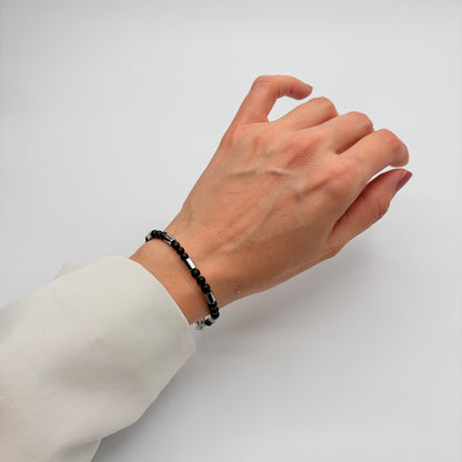 Bracciale Protection Unisex Silver - Tormalina, Onice, Shungite e Ematite