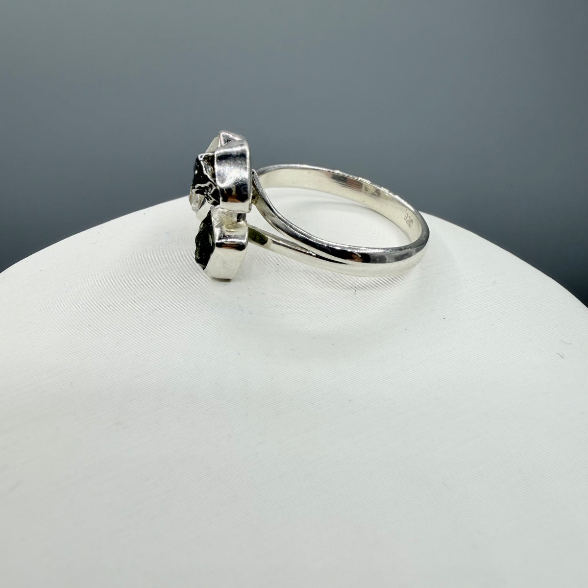 Anello Moldavite, Campo del Cielo e Diamante Herkimer | Argento 925