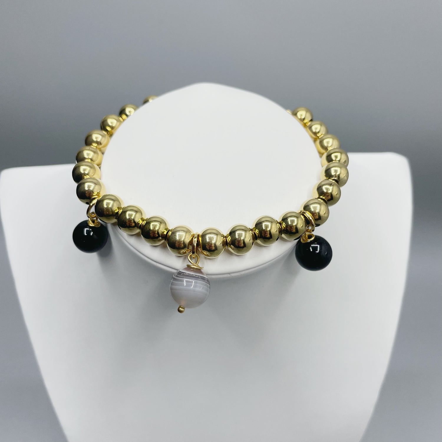 Bracciale Cerchio Protettivo Gold Big - Occhio di Shiva, Ossidiana, Onice