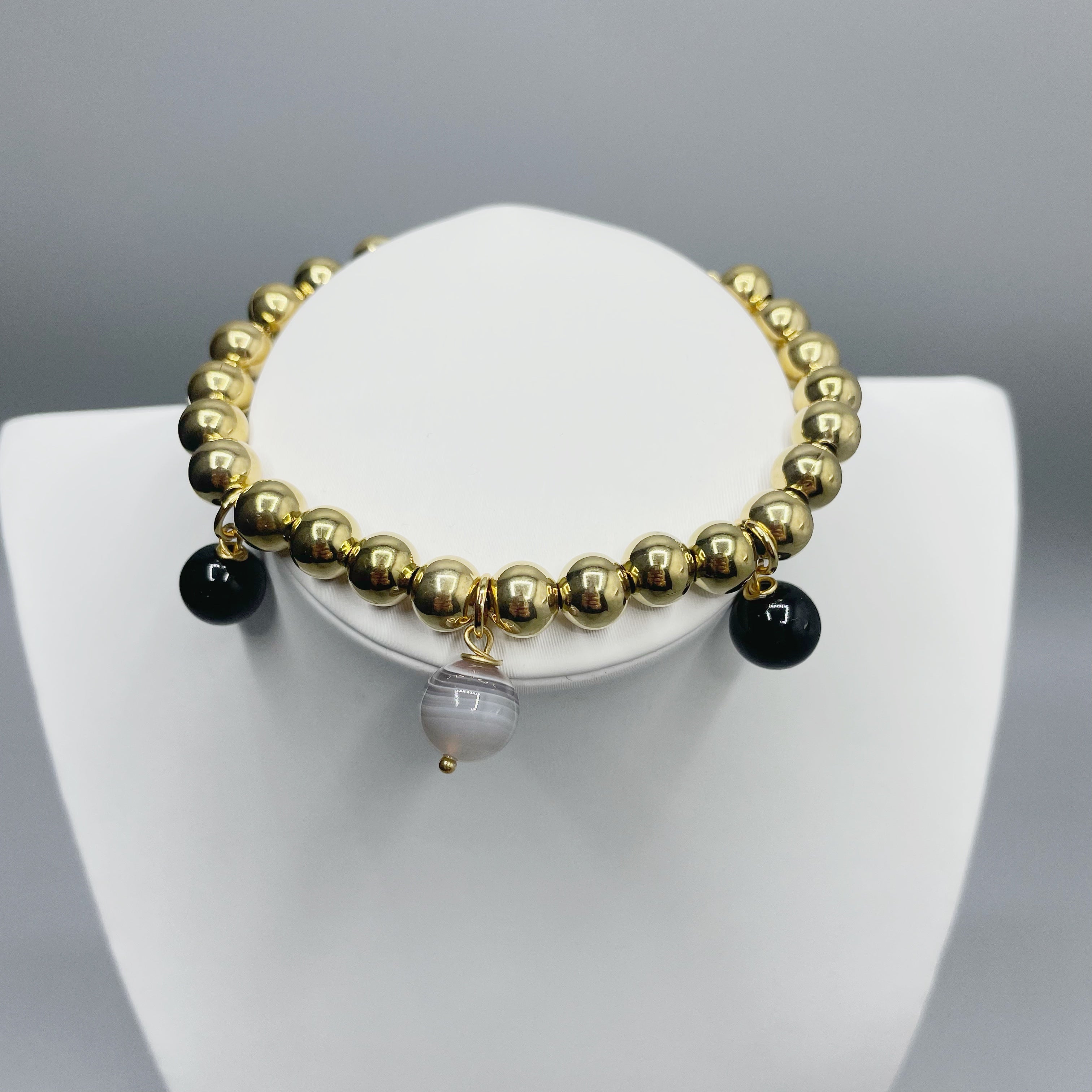 Bracciale Cerchio Protettivo Gold Big - Occhio di Shiva, Ossidiana, Onice
