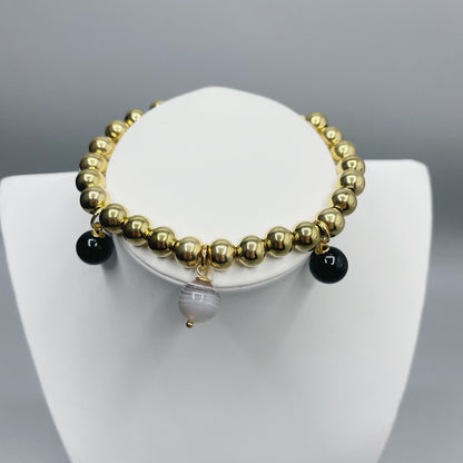 Bracciale Cerchio Protettivo Gold Big - Occhio di Shiva, Ossidiana, Onice