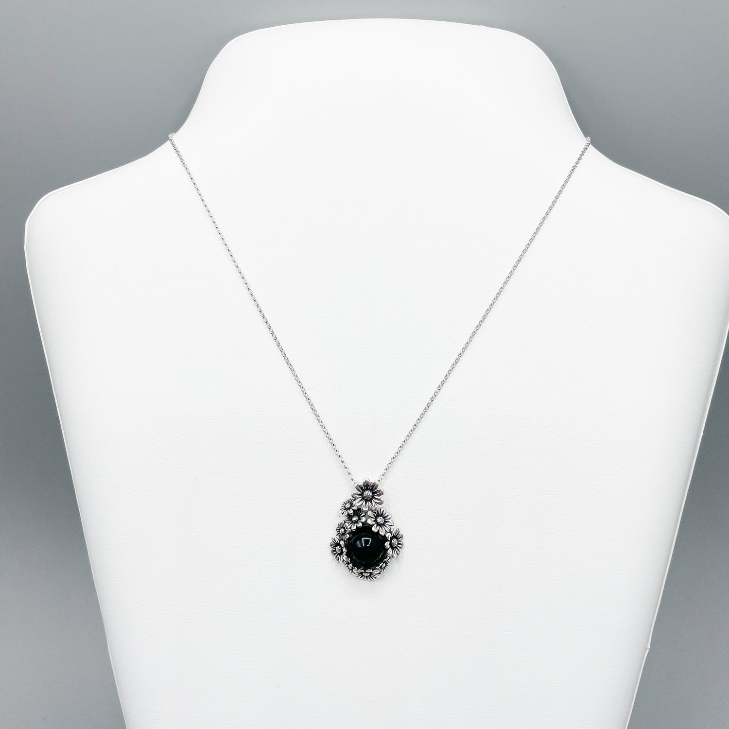 Collana Fiore Onice - Argento 925