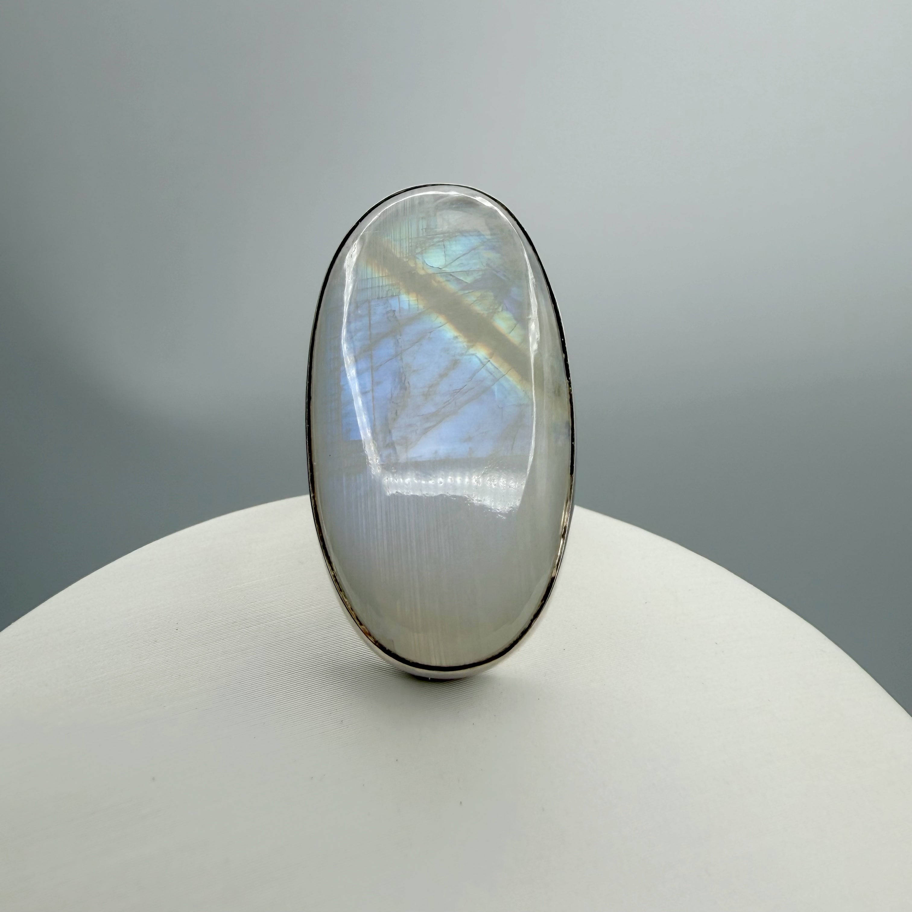 Anello Labradorite Bianca ovale - Argento 925