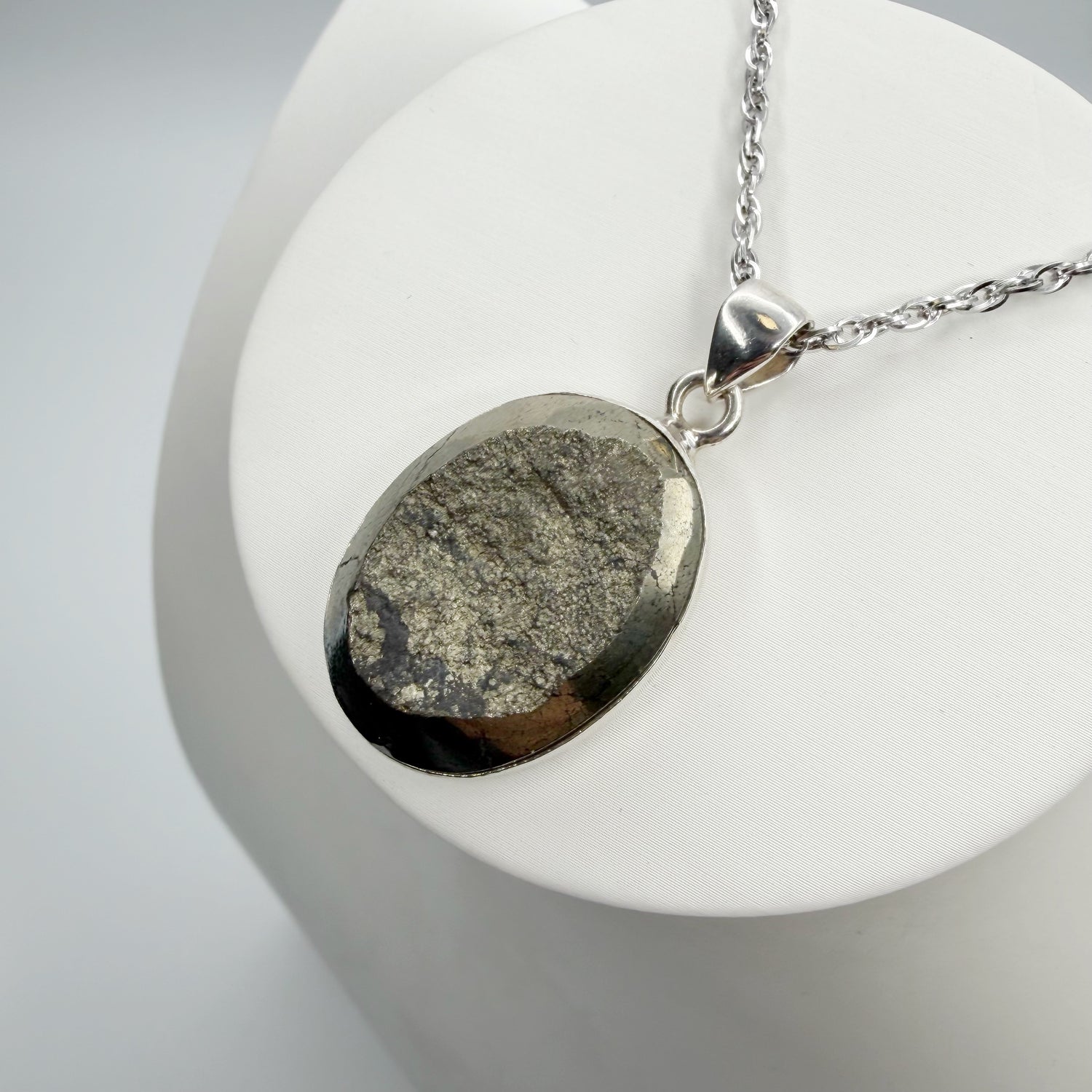 Ciondolo Pirite Grezza - Argento 925 - Ovale