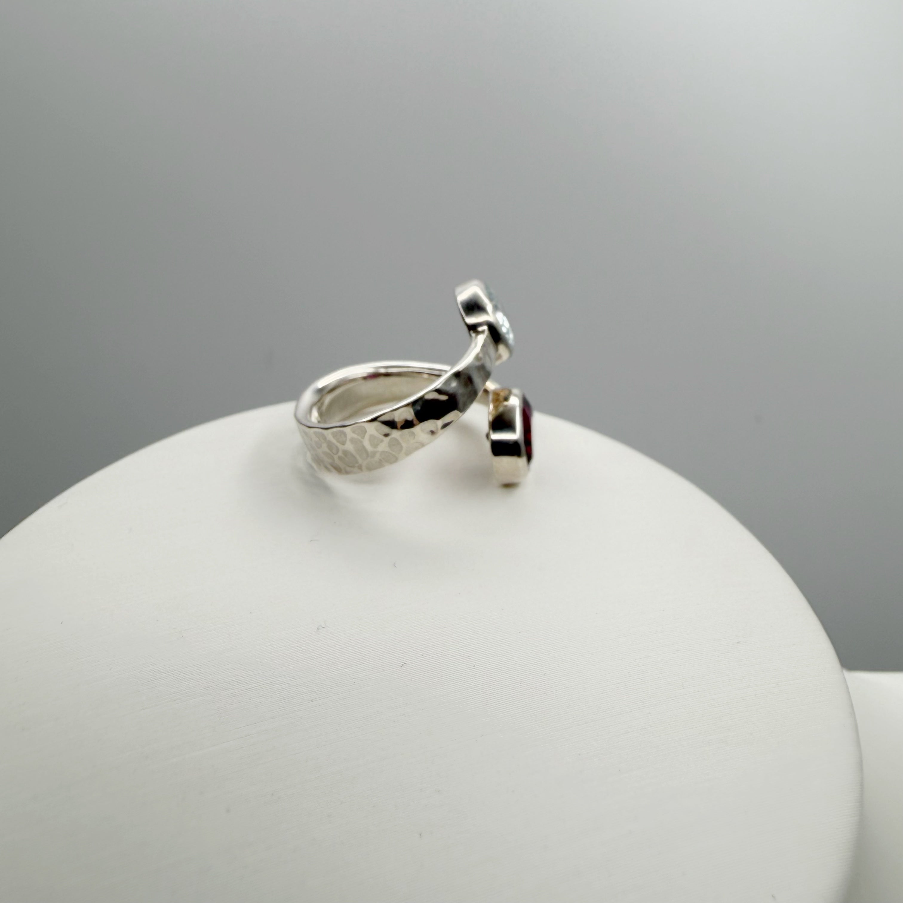 Anello Acquamarina e Granato - Argento 925