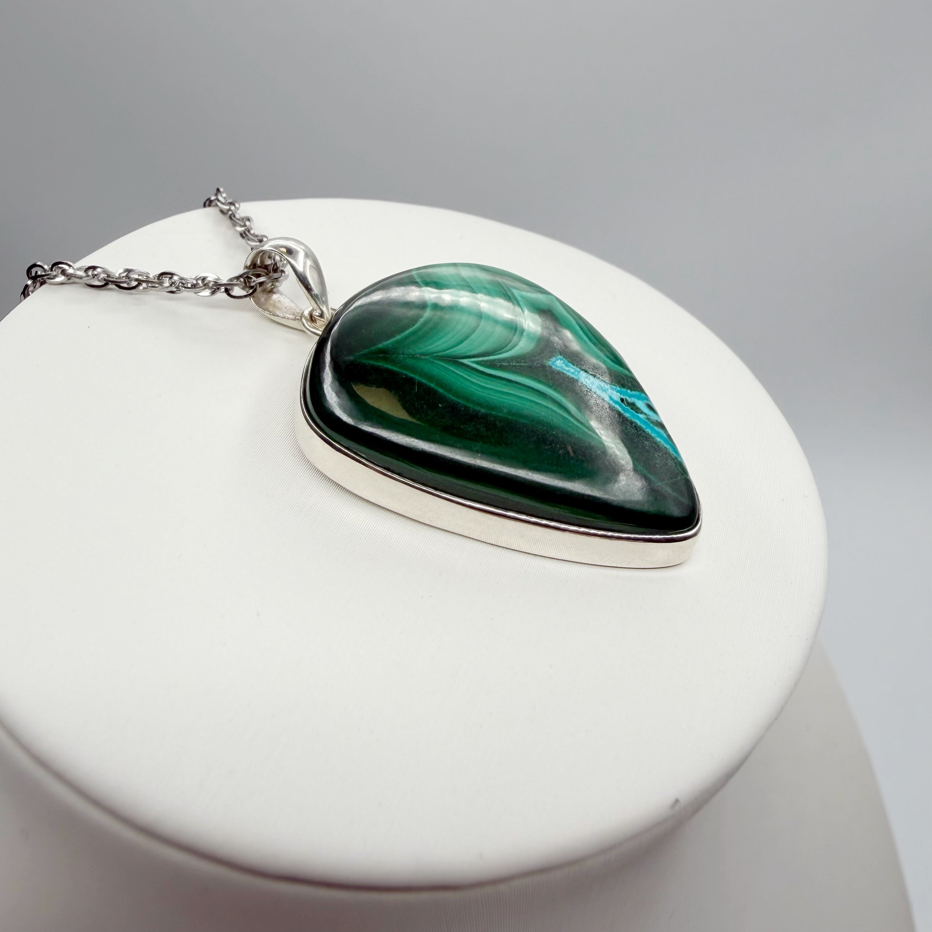 Ciondolo Malachite Triangolare - Argento 925