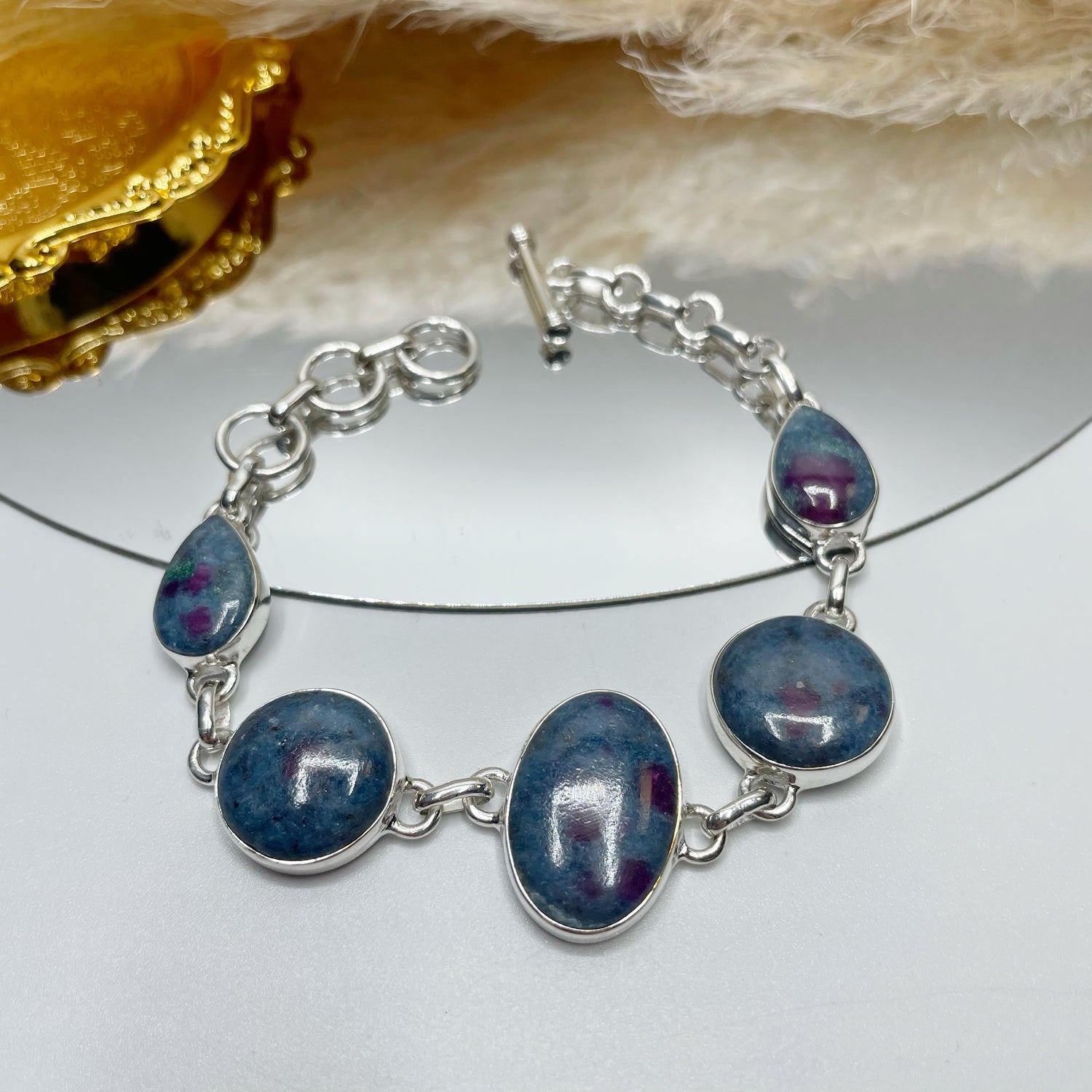 Bracciale Rubino in Cianite - Argento 925 - Ovale