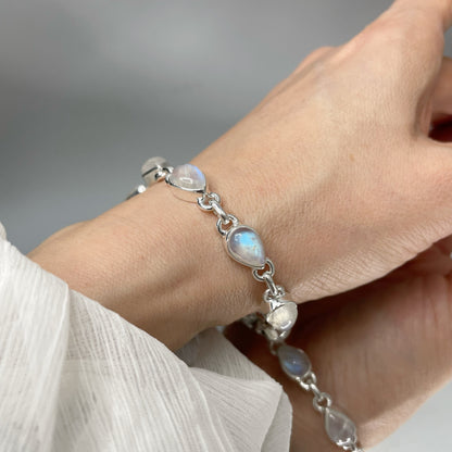Bracciale Labradorite Bianca e Argento 925 - a Goccia