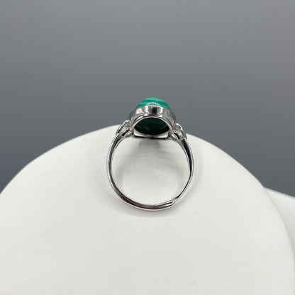 Anello Malachite Ovale - Argento 925