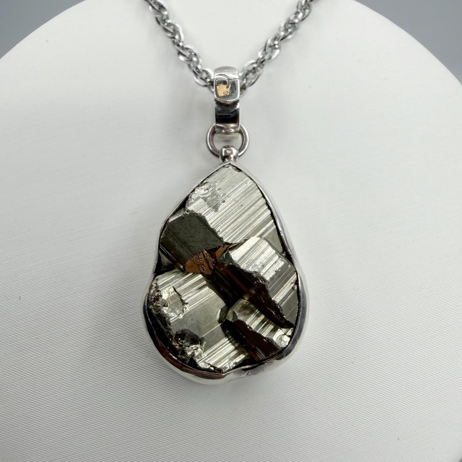 Ciondolo Pirite Grezza - Argento 925 - A Goccia