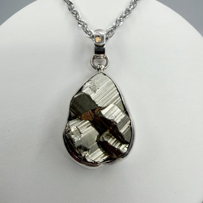 Ciondolo Pirite Grezza - Argento 925 - A Goccia