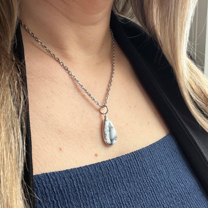 Ciondolo Opale Dendritico e Argento 925 - a Goccia