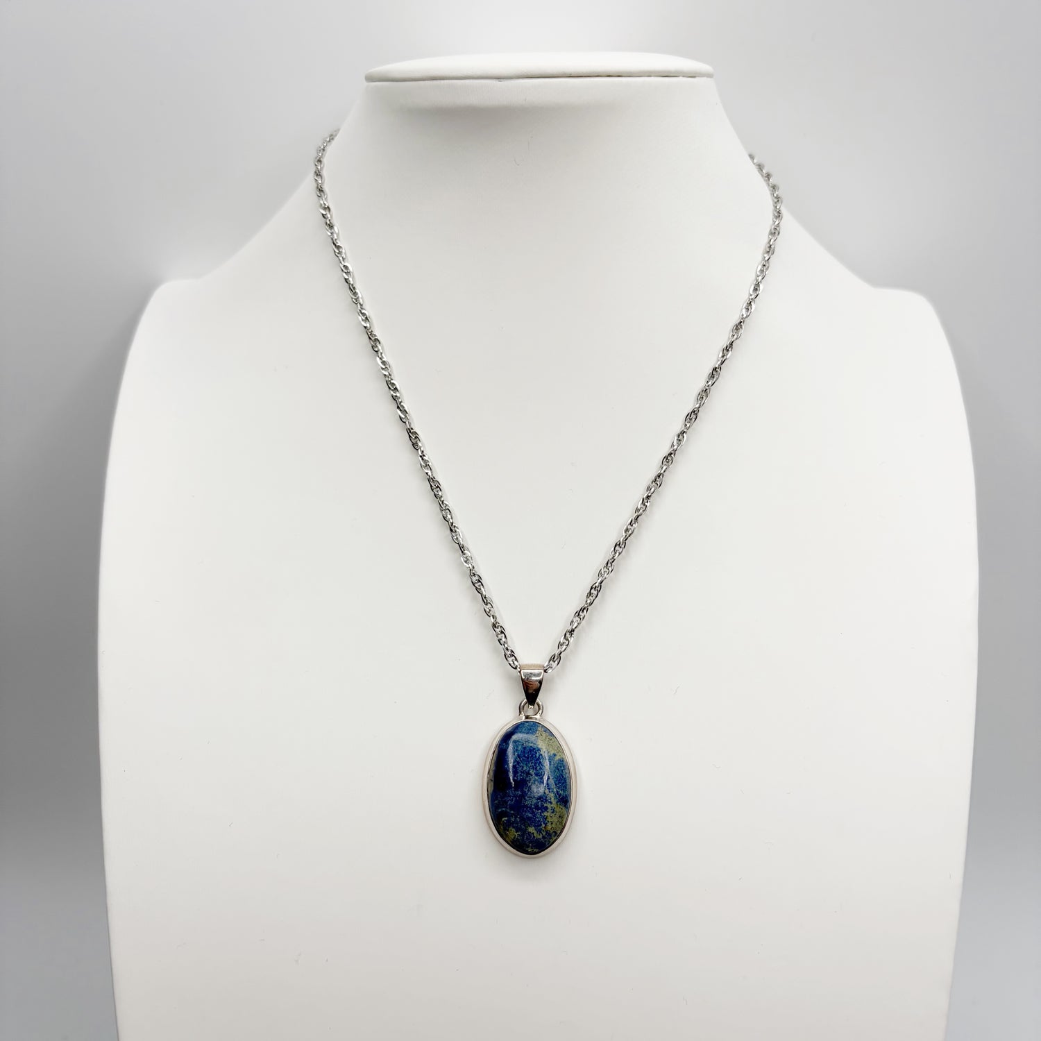 Ciondolo Azzurrite e Argento 925 - Ovale