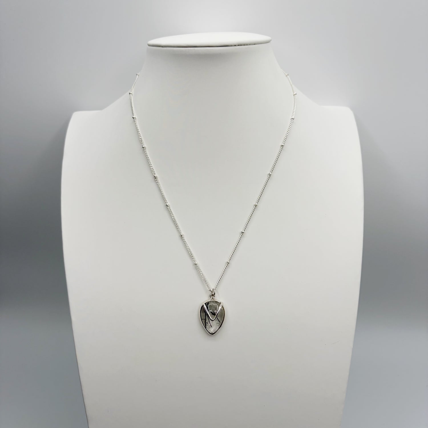 Collana Quarzo Tormalinato a Goccia - Argento 925