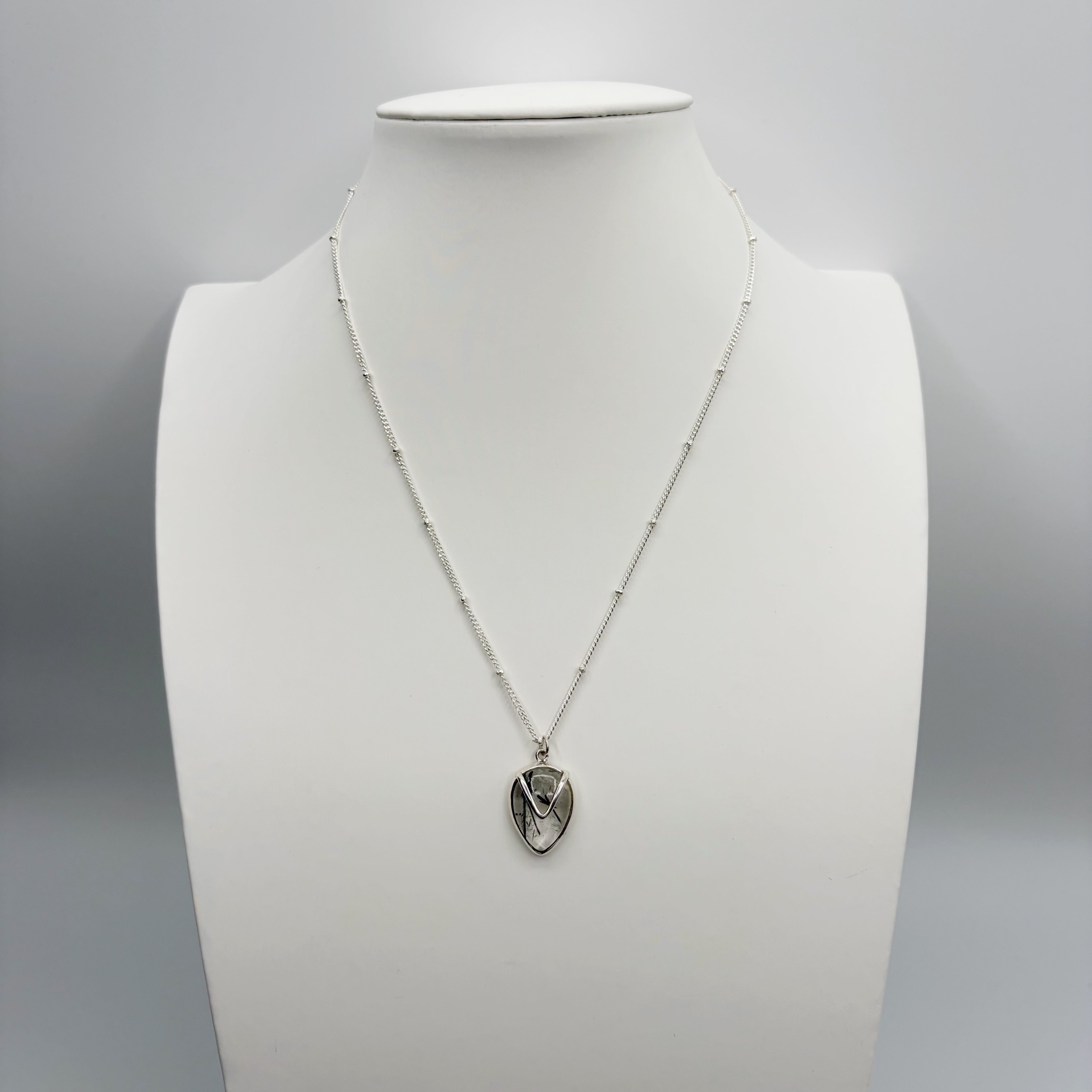 Collana Quarzo Tormalinato a Goccia - Argento 925